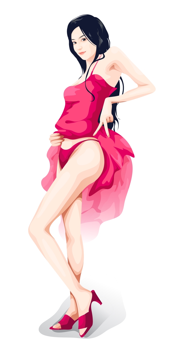 插畫時尚美女百態(tài)美女圖片