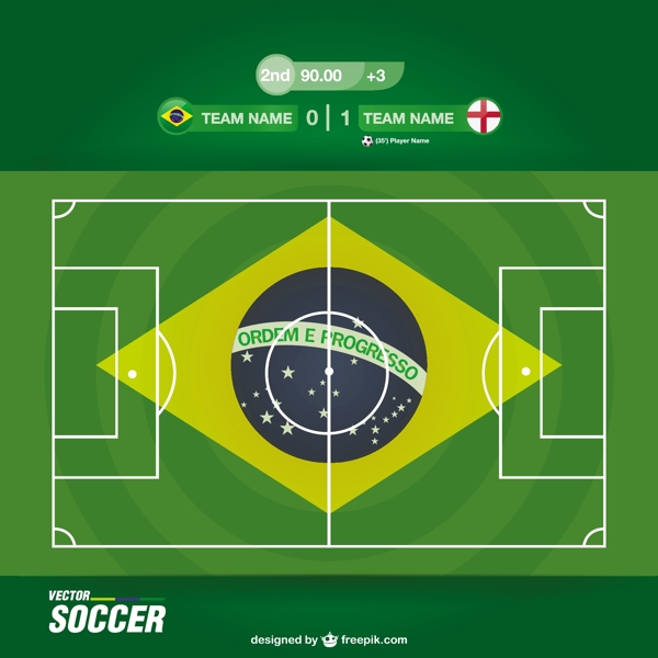 巴西足球比赛球场矢量图