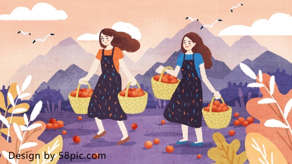 西班牙番茄节运送番茄的女孩原创手绘插画