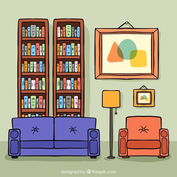 彩绘书房客厅设计