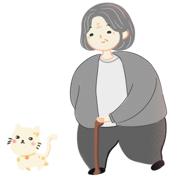 貓咪和老人裝飾元素