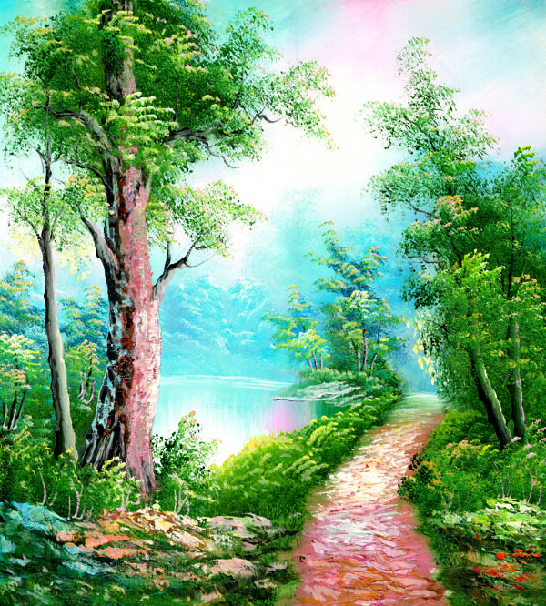 樹林風景油畫