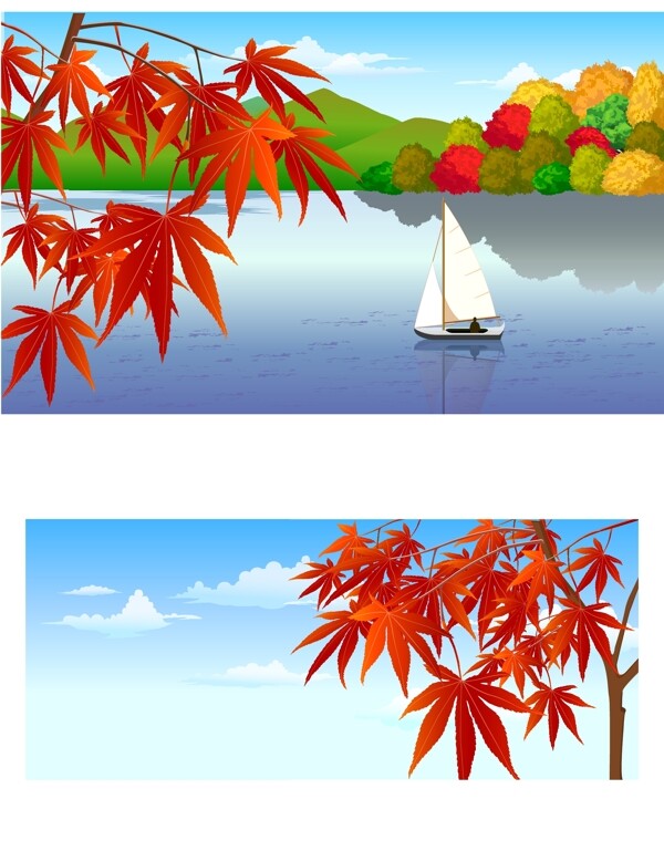 秋天湖畔
