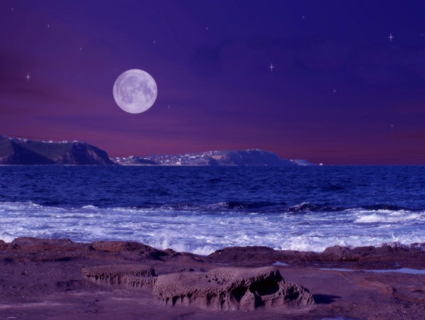 海岸夜景圖片