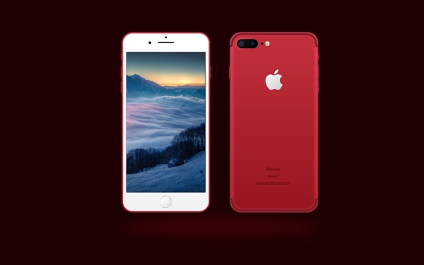全红色苹果iPhone7Plus模型样机