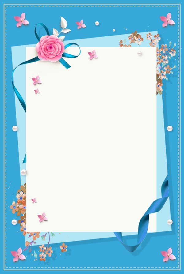 花卉蓝色边框背景