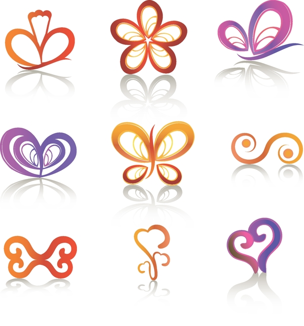 精美蝴蝶花紋logo圖形矢量