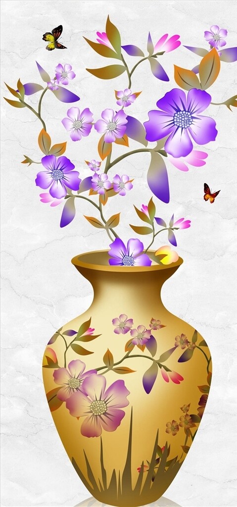 富贵平安紫色花朵玄关