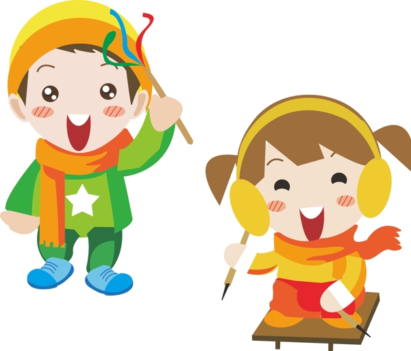 矢量?jī)和€形兒童圖片