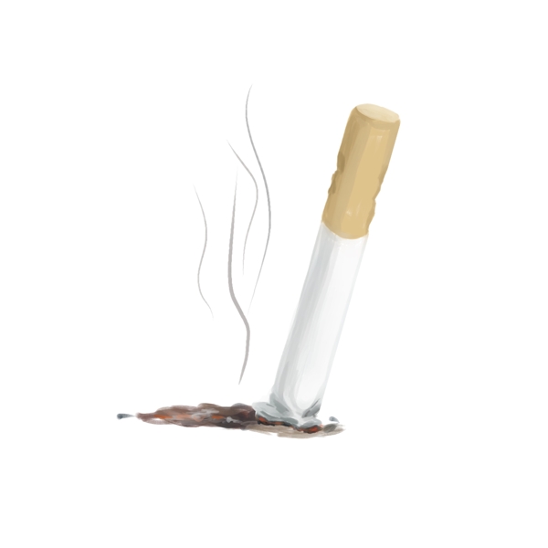 手绘卡通烟灰掐烟熄灭的烟半支烟烟头