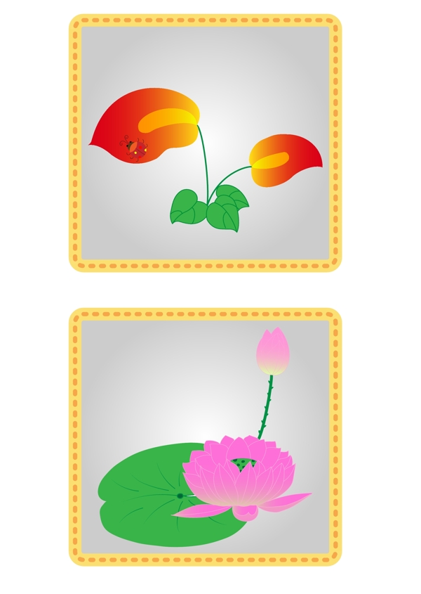 卡通花卉插画六幅图