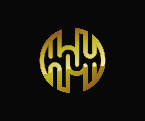 金色圆形质感抽象logo