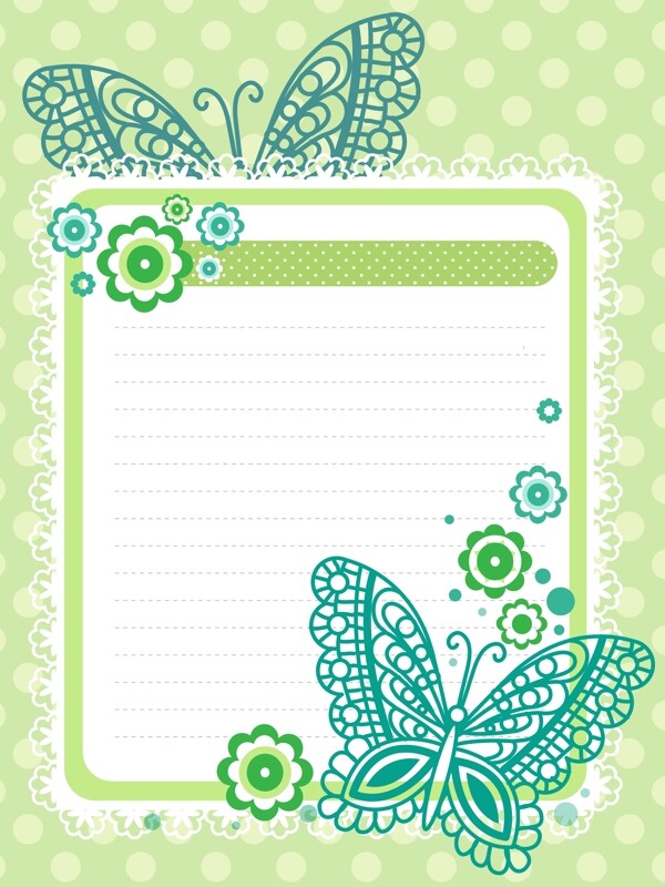 绿色蝴蝶信纸背景图片