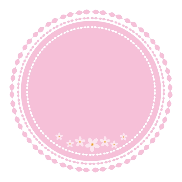 粉白色樱花可爱元形边框矢量