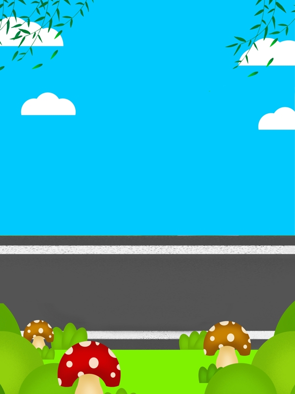 自駕游戶外景色插畫背景