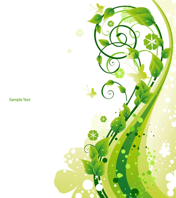 动感水滴绿叶背景图片