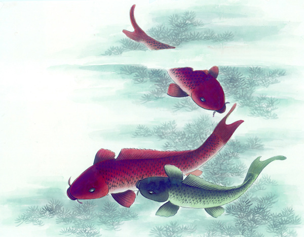 古圖繪畫動物魚類生物