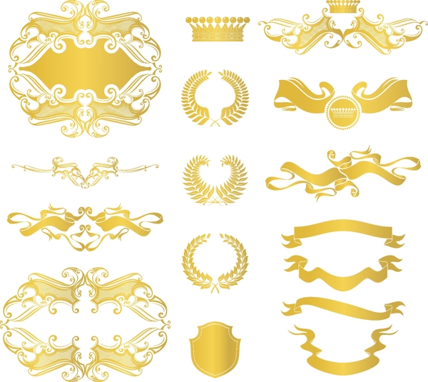 欧洲黄金装饰元素矢量