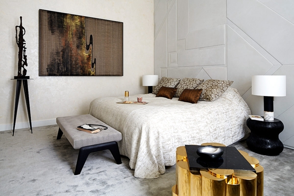 现代极简卧室白色棉被室内装修效果图