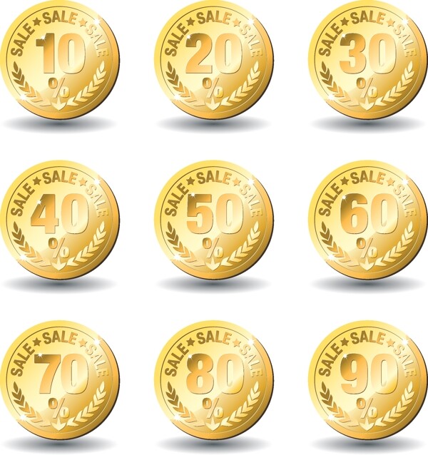 金色圓形促銷標(biāo)簽矢量素材