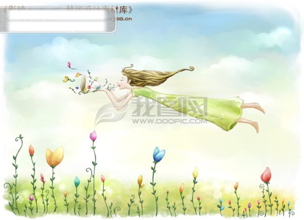 HanMaker韩国设计素材库背景卡通漫画人物精美风景草地花丛花朵