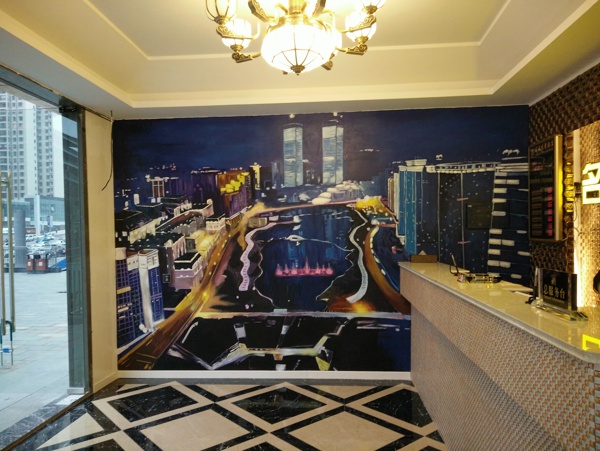 主题酒店手绘墙装饰画手绘