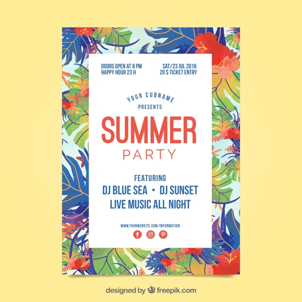 手繪花卉夏季小冊(cè)子