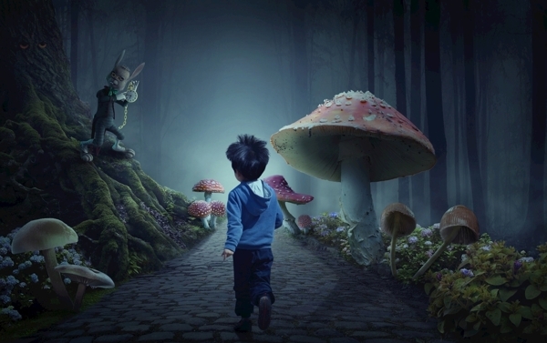 童话蘑菇男孩图片