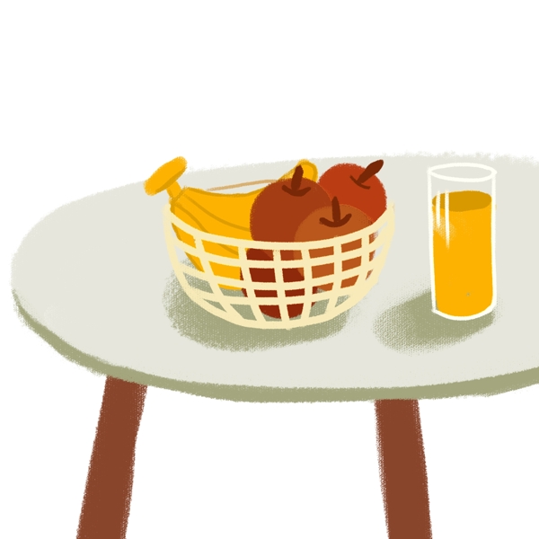 桌上的水果和饮料图案元素