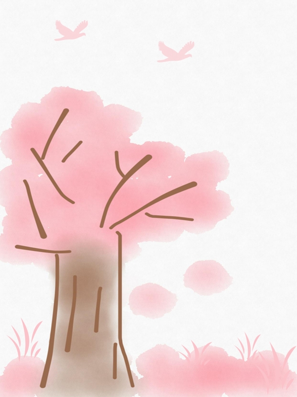 粉色手绘大树背景图