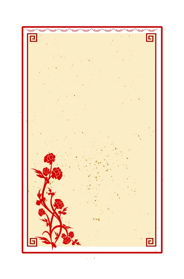 水墨花鸟复古金纸春节新年中国风边框背景