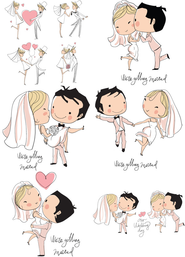 手繪結(jié)婚新人