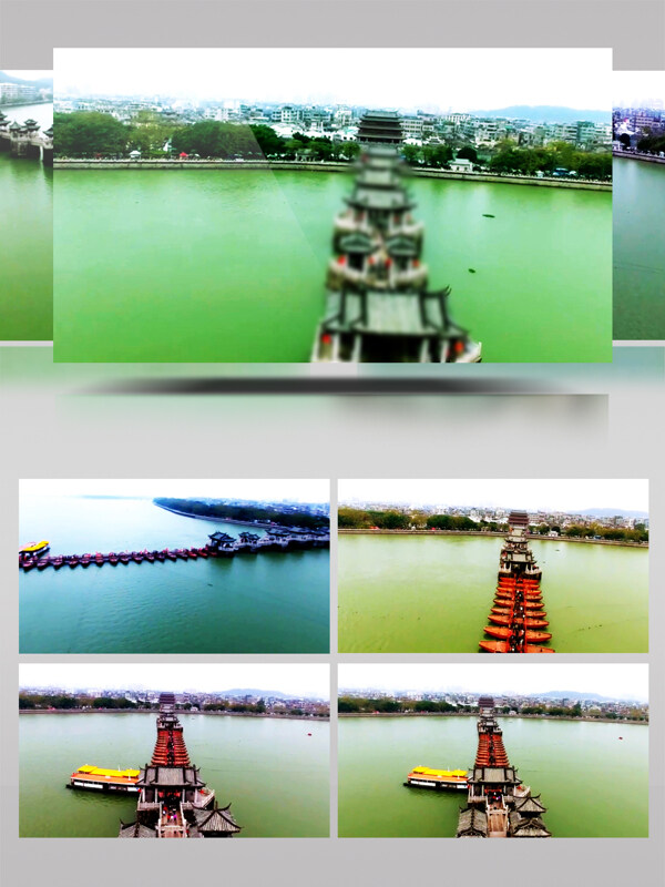 航拍潮州广济桥风景视频
