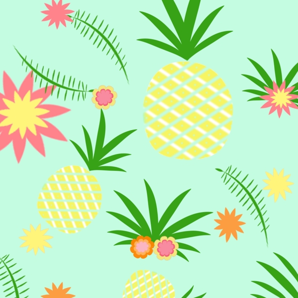 菠萝插画背景植物