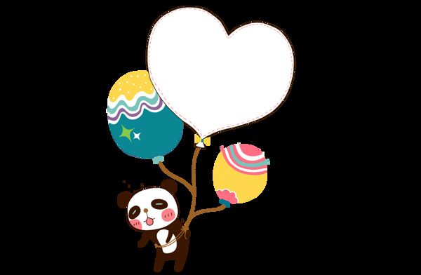 可爱小熊猫气球元素