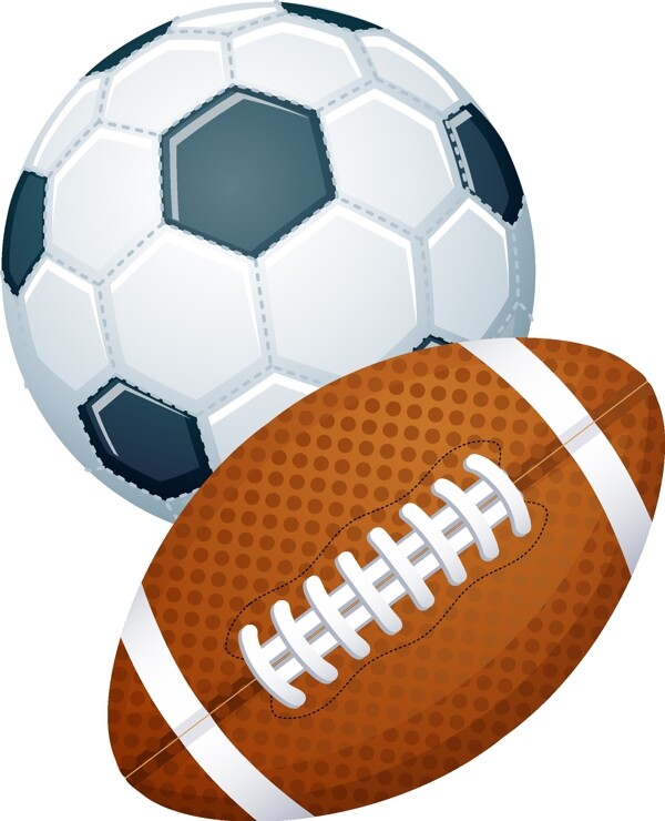 矢量运动足球与橄榄球