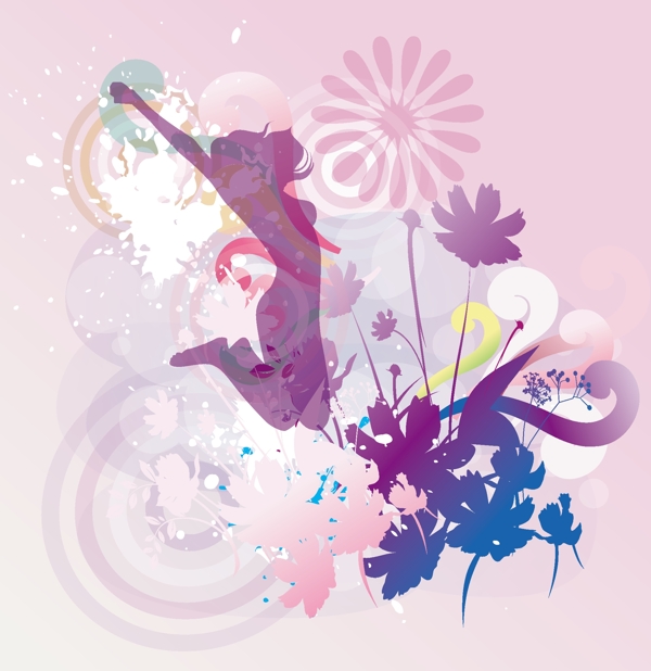 時(shí)尚花紋夢(mèng)幻背景
