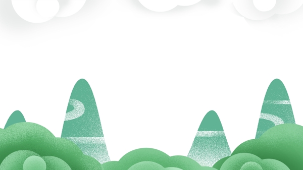 卡通山峰与云雾装饰边框