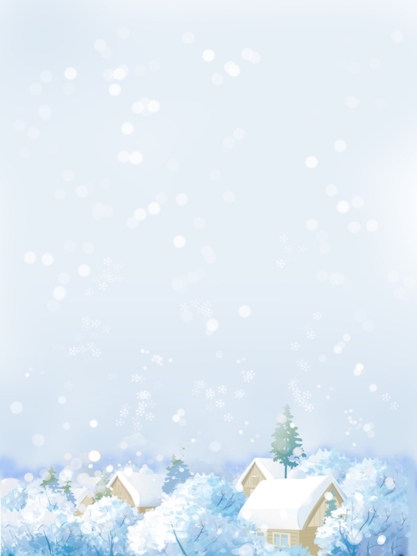 冬季唯美雪景插画
