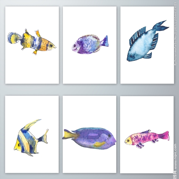 水彩海洋小魚PNG免摳素材