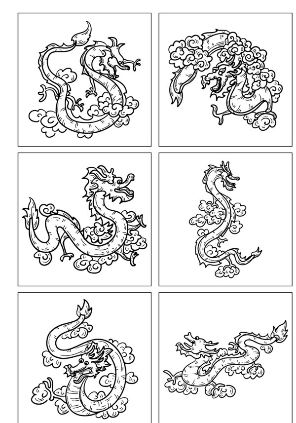线描中国龙装饰图片