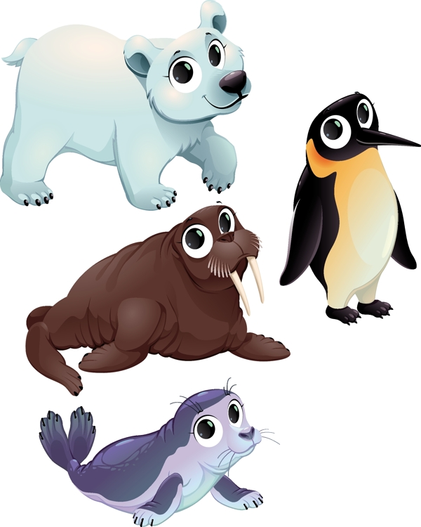 一组北极南极动物