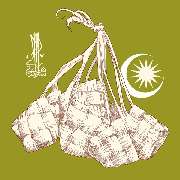 矢量手繪Ketupat