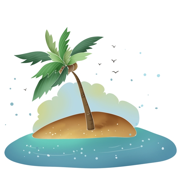 夏季海岛旅游沙滩和椰树
