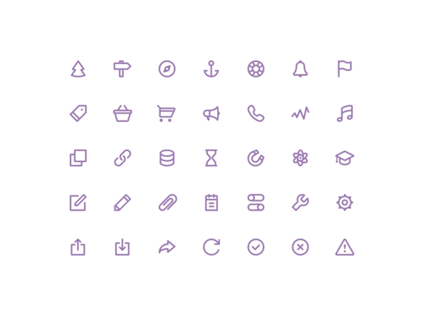 紫色网页UI线条矢量icon图标设计