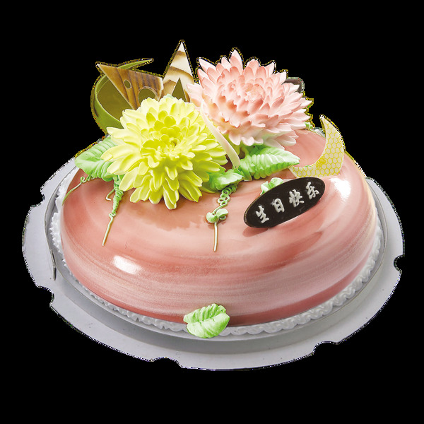 粉色花朵生日蛋糕素材