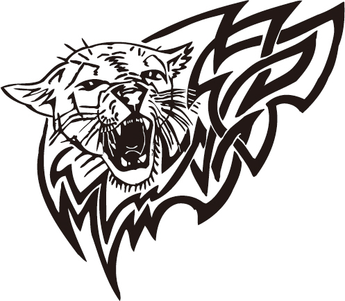 印花矢量圖動物獅子色彩黑色免費素材