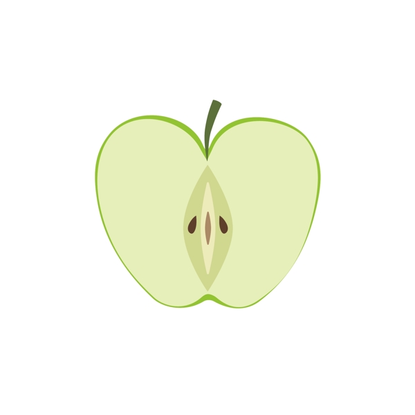原创切开的苹果青苹果水果手绘