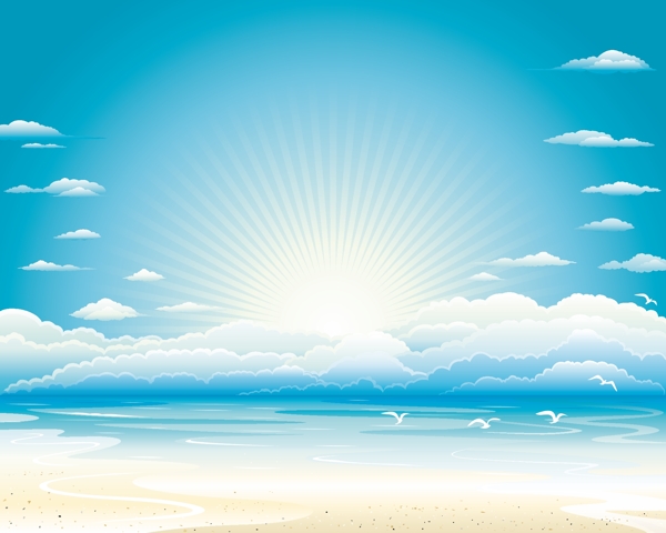 迷人的阳光海滩的设计背景矢量03