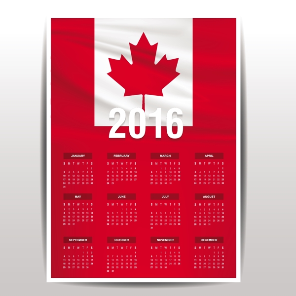 加拿大日历2016
